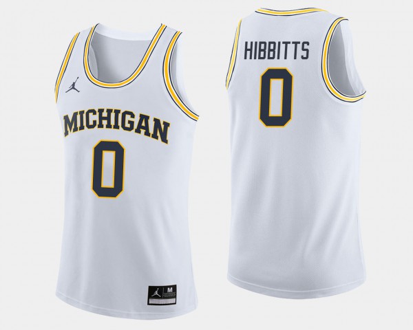 University of Michigan #0 For Men Brent Hibbitts Jersey White College College Basketball